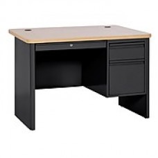 Sandusky 700 Series Teacher Desk, 48W x 30D x 29.5H, Single Pedestal, Black/Maple