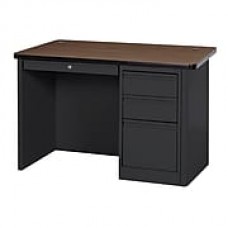 900 Series Teacher Desk 48Wx30Dx29.5H Single Pedestal Charcoal/Mahogany
