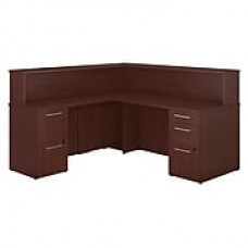 Bush Business Furniture Emerge L Shaped Reception Desk with 2 and 3 Drawer Pedestals, Harvest Cherry (300S073CS)