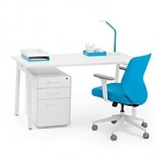 Poppin Single Desk, 47" x 27" x 29", Modern, White (102154)