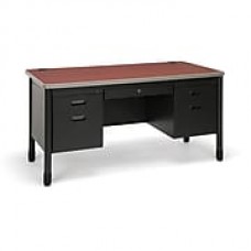 OFM Steel Double Pedestal Teacher's Desk, Cherry (66360-CHY)