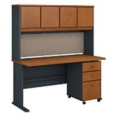 Bush Business Furniture Cubix 60W Desk with Hutch and Mobile File Cabinet, Natural Cherry (SRA050NCSU)