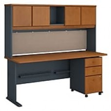 Bush Business Furniture Cubix 72W Desk with Hutch and Mobile File Cabinet, Natural Cherry (SRA051NCSU)