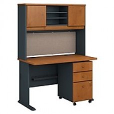 Bush Business Furniture Cubix 48W Desk with Hutch and Mobile File Cabinet, Natural Cherry (SRA049NCSU)