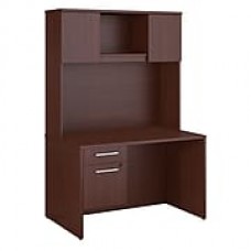 Bush Business Furniture Emerge 48W x 30D Desk with Hutch and 3/4 Pedestal, Harvest Cherry (300S102CS)