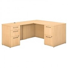 Bush Business Furniture Emerge 60W x 30D L Shaped Desk with 2 and 3 Drawer Pedestals, Natural Maple (300S096AC)