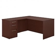 Bush Business Furniture Emerge 60W x 30D L Shaped Desk With 3 Drawer Pedestal, Harvest Cherry (300S095CS)