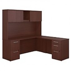 Bush Business Furniture Emerge 72W x 22D L Shaped Desk with Hutch and 2 Pedestals, Harvest Cherry (300S061CS)