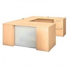 Bush Business Furniture Emerge 66W x 30D U Shaped Desk with 2 and 3 Drawer Pedestals, Natural Maple (300S110AC)