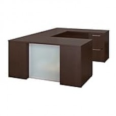 Bush Business Furniture Emerge 60W x 30D U Shaped Desk with 2 and 3 Drawer Pedestals, Mocha Cherry (300S108MR)