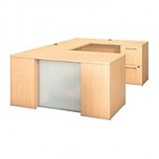 Bush Business Furniture Emerge 60W x 30D U Shaped Desk with 2 and 3 Drawer Pedestals, Natural Maple (300S108AC)