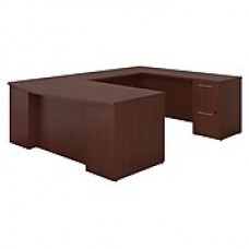 Bush Business Furniture Emerge 72"W Bow Front U Shaped Desk with 2 Drawer and 3 Drawer Pedestals, Harvest Cherry (300S028CS)