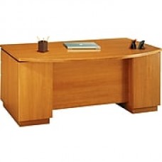 Bush Business Furniture Milano2 72W Bow Front Double Pedestal Desk, Golden Anigre (50DBF72GAK)