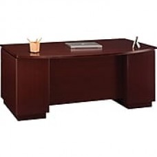 BBF Milano2 Series Double-Pedestal Bow-Top Desk, Harvest Cherry, 29 5/8"H x 71 1/8"W x 36 1/8"D, Dock Delivery