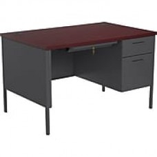 HON Metro Classic Small Office Desk, 1 Box/1 File Drawer, 48"W, Mahogany Laminate, Charcoal Finish  