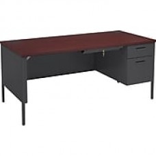 HON Metro Classic Right Pedestal Desk, 1 Box/1 File Drawers, 66"W, Mahogany Laminate, Charcoal Finish  