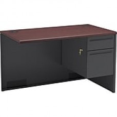 HON 38000 Series Right Return, 1 Box/1 File Drawer, 48"W, Mahogany Laminate, Charcoal Finish  