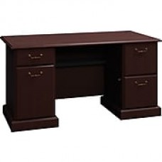 Bush Syndicate 60" Double Pedestal Desk, Mocha Cherry, 30"H x 60"W x 30"D, Fully Assembled