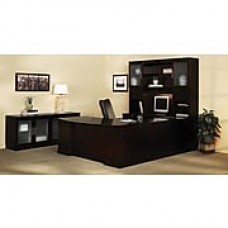 Mayline Sorrento™ Series Executive "U" Desk with Pedestal, Bridge and Credenza, Espresso, 29 1/2"H x 72"W x 111"D