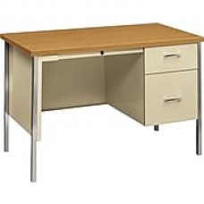 HON 34000 Series Small Office Desk, 1 Box/1 File Drawer, 45-1/4"W, Harvest Laminate, Putty Finish  