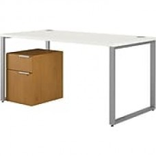 HON VOI® Bundle Solutions Table Desk with Mobile Pedestal, Harvest/Silver Mesh, 60" x 30"