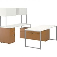 HON VOI® Bundle Solutions Contemporary U-Station Desk with Low Credenza, Harvest/Silver Mesh, 72" x 92"