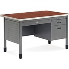 OFM Mesa Steel Single Pedestal Teacher's Desk, Cherry