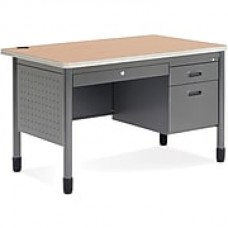 OFM Mesa Steel Single Pedestal Teacher's Desk, Maple