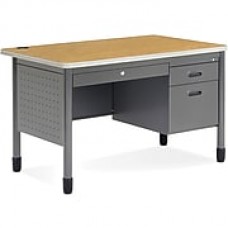 OFM Mesa Steel Single Pedestal Teacher's Desk, Oak