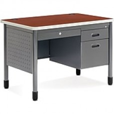 OFM Steel Single Pedestal Sales Desk, Cherry