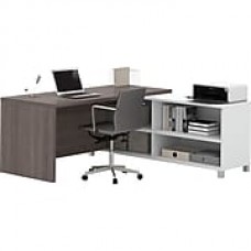 Pro-Linea L-Desk in White & Bark Grey