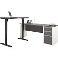 bestar Connexion Standard Sit & Stand Desk, Gray/Silver (93885-59)