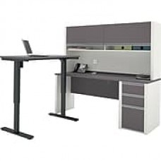 bestar Connexion Standard Sit & Stand Desk, Gray/Silver (93886-59)