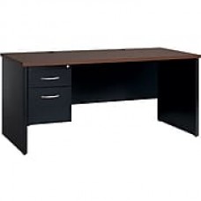 Single Ped Desk Left 30D x 66D Black and Walnut