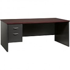 Single Ped Desk Left 36D x 72D Charcoal and Mahogany