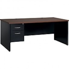 Single Ped Desk Left 36D x 72D Black and Walnut