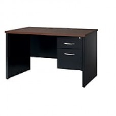 Single Ped Desk Right 30D x 48D Black and Walnut