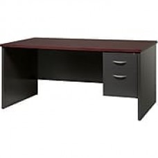 Single Ped Desk Right 30D x 66D Charcoal and Mahogany