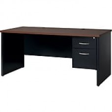 Single Ped Desk Right 30D x 66D Black and Walnut