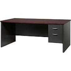 Single Ped Desk Right 36D x 72D Charcoal and Mahogany