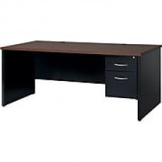 Single Ped Desk Right 36D x 72D Black and Walnut