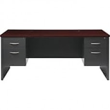 Double Ped Desk 36D x 72W Charcoal and Mahogany