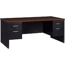 Double Ped Desk 36D x 72W Black and Walnut