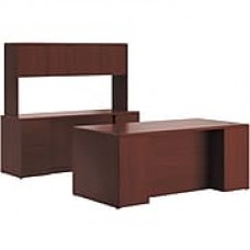 HON 10700 Series Desk w/Storage Credenza/ Stack-on Desking, Mahogany, 66.625"H x72.0"W x102.0"H