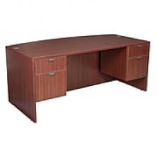 Legacy 71" Bow Front Double Pedestal Desk, Mahogany Laminate (LDPBF7135MH)