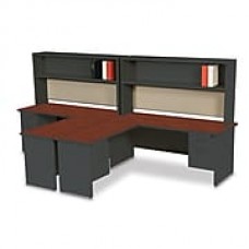 Marvel Pronto 72W x 30D 2 Person 'L' Desks with Return and Pedestal Mahogany, Dark Neutral, Windblown (762805302597)