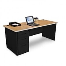 Marvel Pronto 72W x 36D Single Full Pedestal Desk, Oak, Black (762805300821)