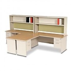 Marvel Pronto 72W x 30D 2 Person 'L' Desks with Return and Pedestal Oak, Putty, Palmetto (762805302627)