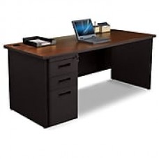 Marvel Pronto 72W x 30D Single Full Pedestal Desk, Mahogany, Dark Neutral (762805300753)