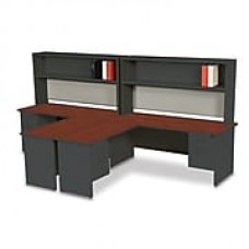 Marvel Pronto 72W x 30D 2 Person 'L' Desks with Return and Pedestal Mahogany, Dark Neutral, Haze (762805302603)